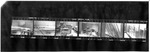 Contact print with six images of museum exhibits under construction