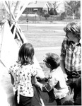 Arlington Elementary School 3rd and 4th graders with model tipi by Jeff Hurd