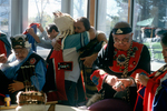 Members of the Tlingit Nation put away regalia used to celebrate the return of the Bear Clan Totem on October 20, 2003 by Kevin Moloney